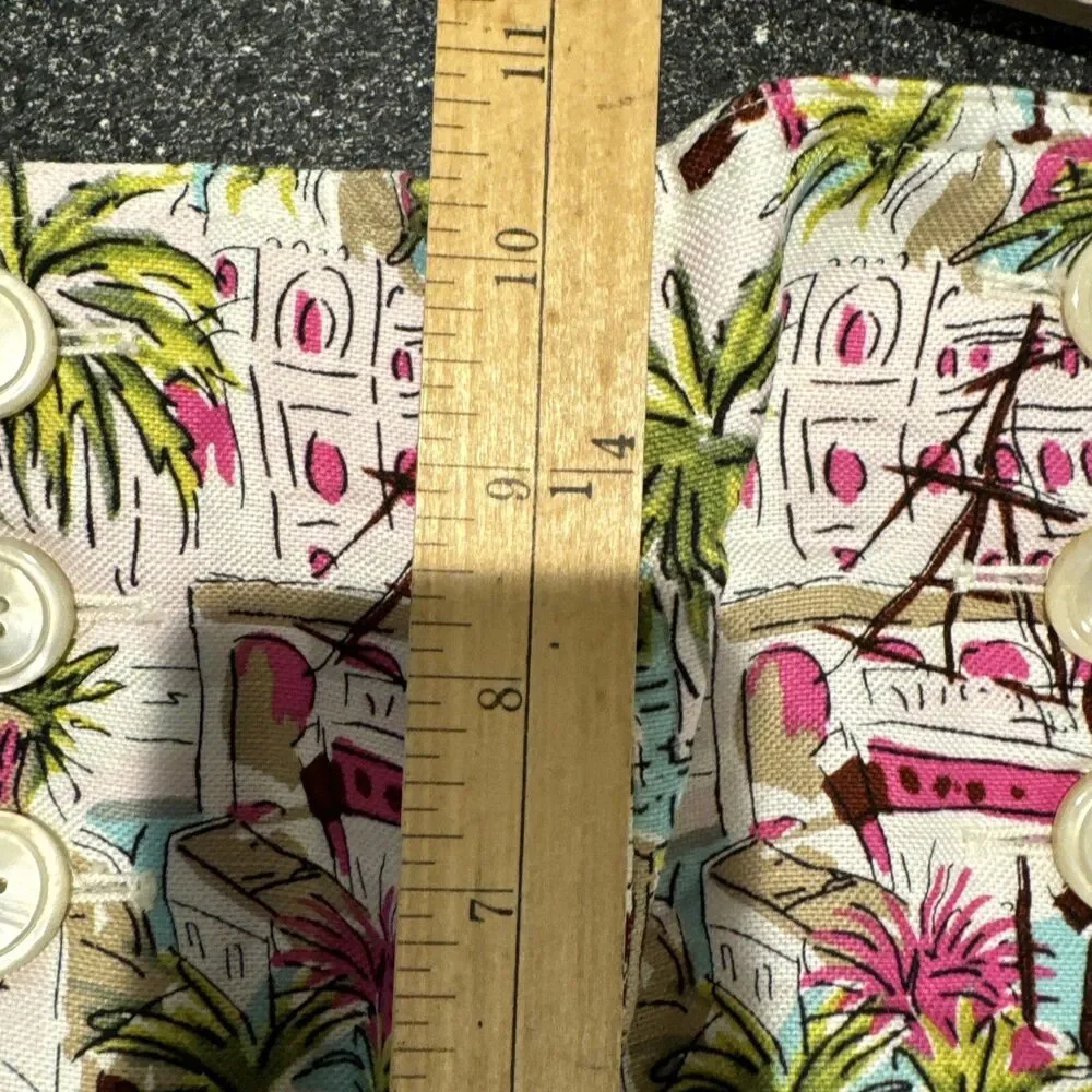 J. Crew Harbor Print Sailor Side Zip Linen Shorts Womens 02 Pre-owned Condition